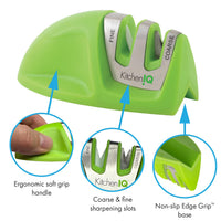 51422 | Edge Grip 2-Stage Knife Sharpener | Green – 3 Pack | Coarse & Fine Sharpener | Compact for Easy Storage | Stable Non-Slip Base | Soft Grip Rubber Handle | Straight & Serrated Knives Green-3Pack