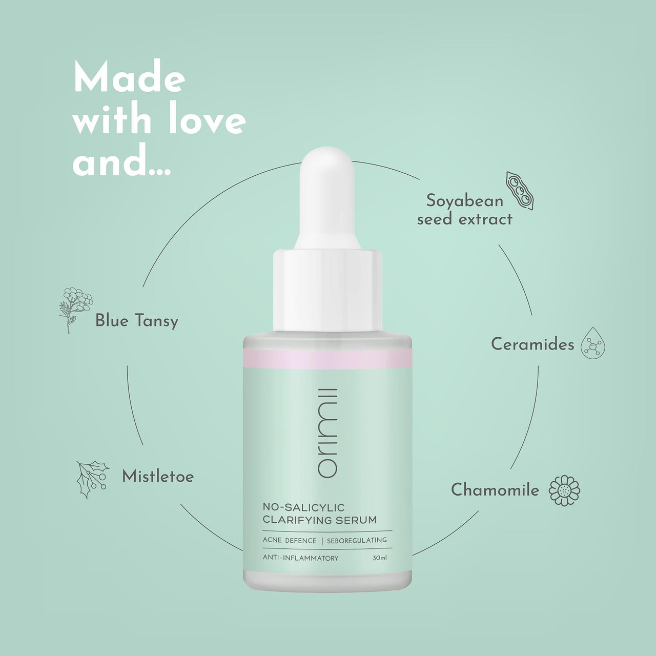 Orimii Daily Acne Defence Routine with No Salicylic Serum & Soap-Free Face Wash | Skin Clarifying Combo with Safe & Natural Ingredients | Gentle on Skin | Safe for Pregnant Women