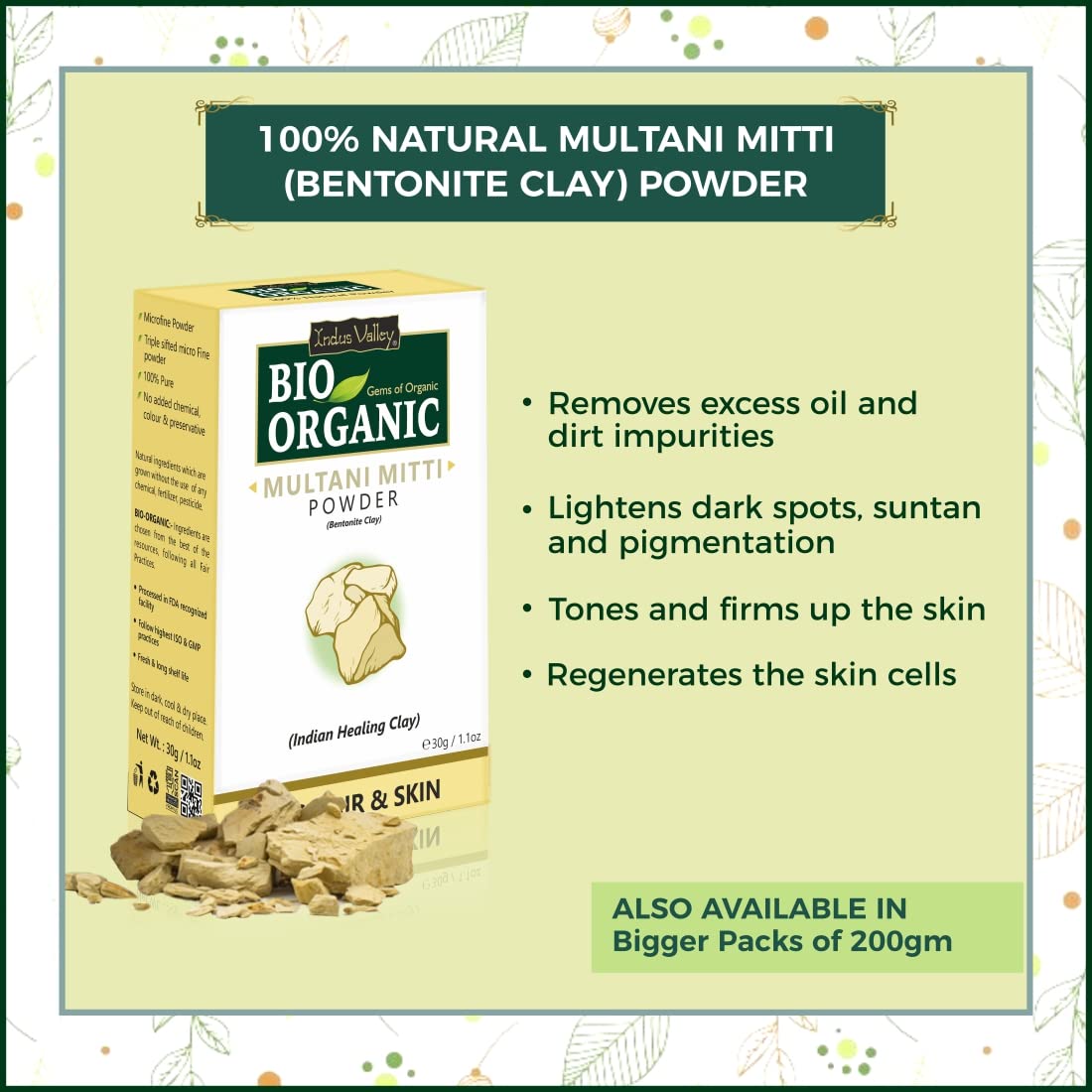 INDUS VALLEY Bio Organic Face Pack (Mulethi Powder, Sandalwood Face Pack, Orange Peel Powder and Multani Mitti Powder) Beauty Gift Set, (4 x 30 g)