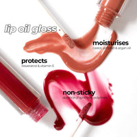 Ruby's Organics Mini Lip Oil Gloss for Women & Girls, All Skin Tones- Moisturizing, Long Lasting, Non Sticky & Non Drying Formula, Glossy Texture, Natural Lip Makeup, Paraben Free - Sangria, 3 ml