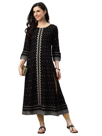 Yash Gallery Women's  Rayon Geometric Printed Anarkali Kurta for Women