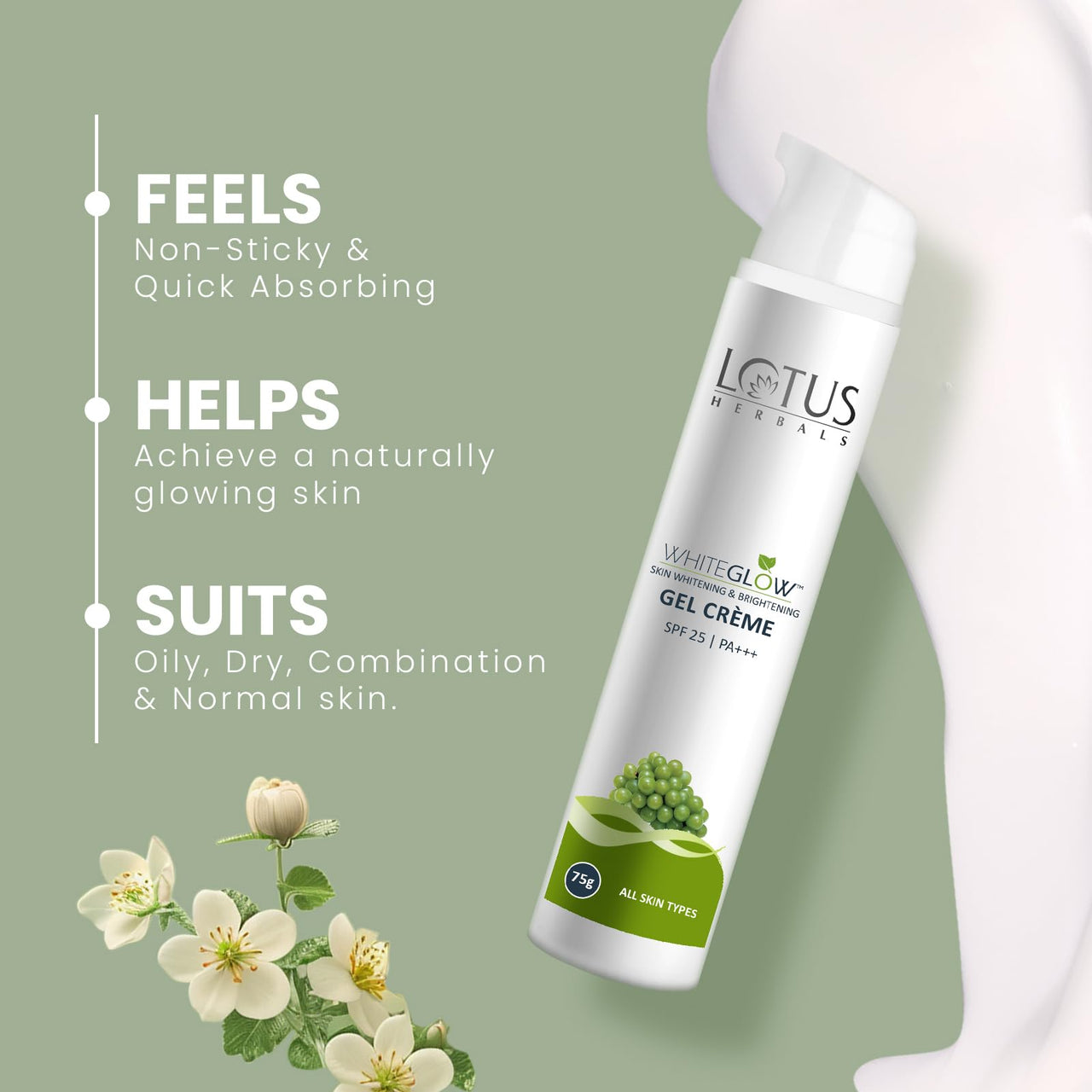 Lotus Herbals WG Bigger Gel Cream_75g + Facial Foam_100g (Set Of 2)