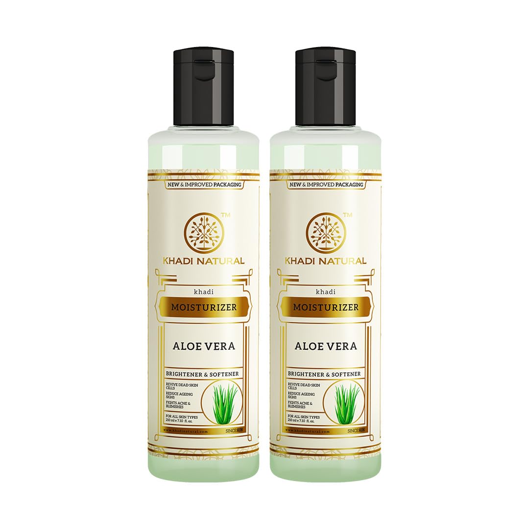 Khadi Natural Ayurvedic Aloevera Moisturiser Lotion| Long lasting hydration|Nourishes skin deeply|Free from harsh chemicals| Pack of 2| (210 * 2) (420 ml)