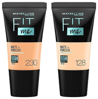 Maybelline New York Fit Me Matte+Poreless Medium Liquid Foundation Tube For Oily Skin,128 Warm Nude,18Ml 2 Count