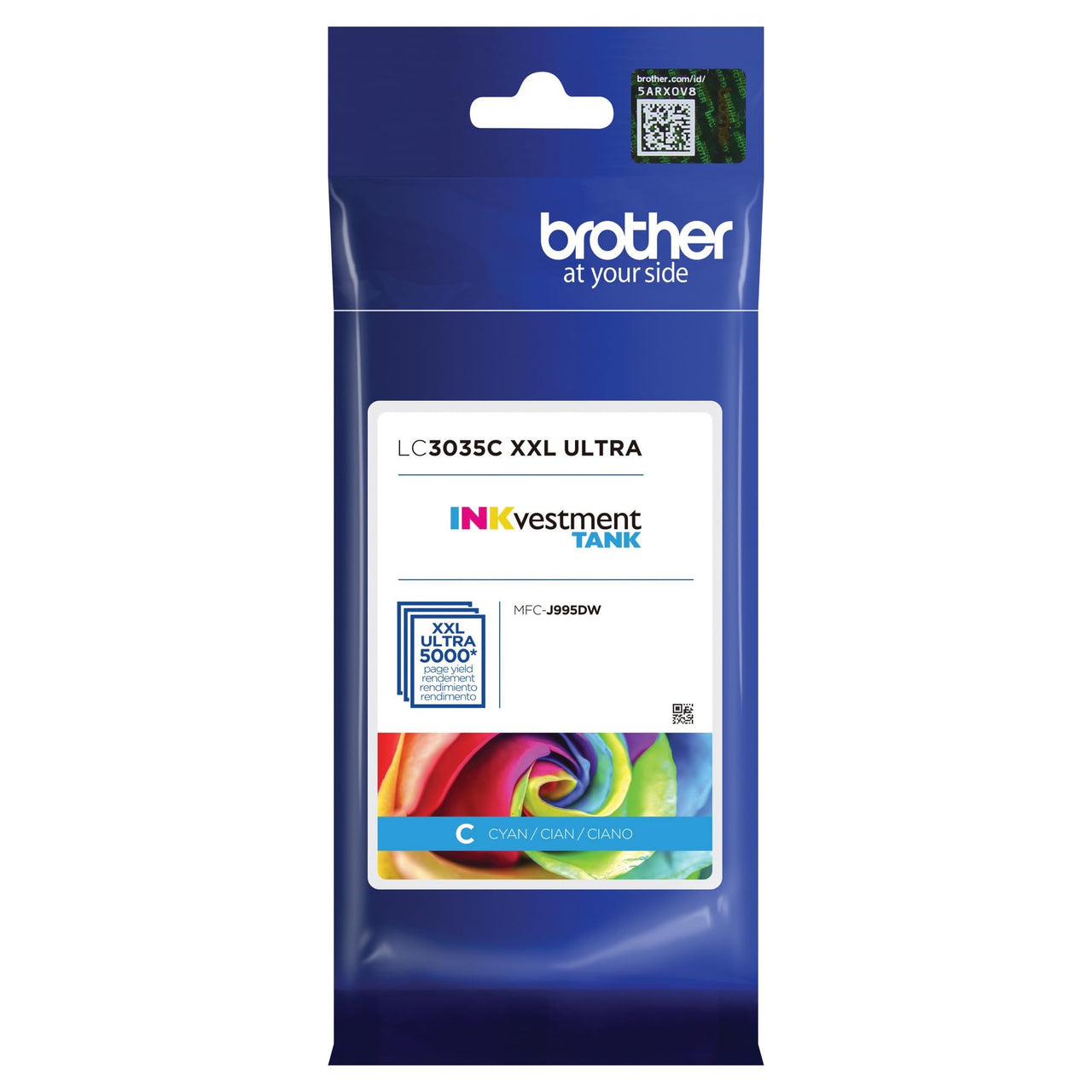 Brother Genuine LC3035C, Single Pack Ultra High-Yield Cyan INKvestment Tank Ink Cartridge, Page Yield Up to 5,000 Pages, LC3035, Dash Replenishment Cartridge