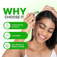 Sotrue Epifine Derma Roller 0.5mm with Sanitizer | 540 Medical Grade Stainless Steel Needles | Derma Roller for Hair Growth & Thickening, Repair Damages and Activates Hair Follicles (Green)