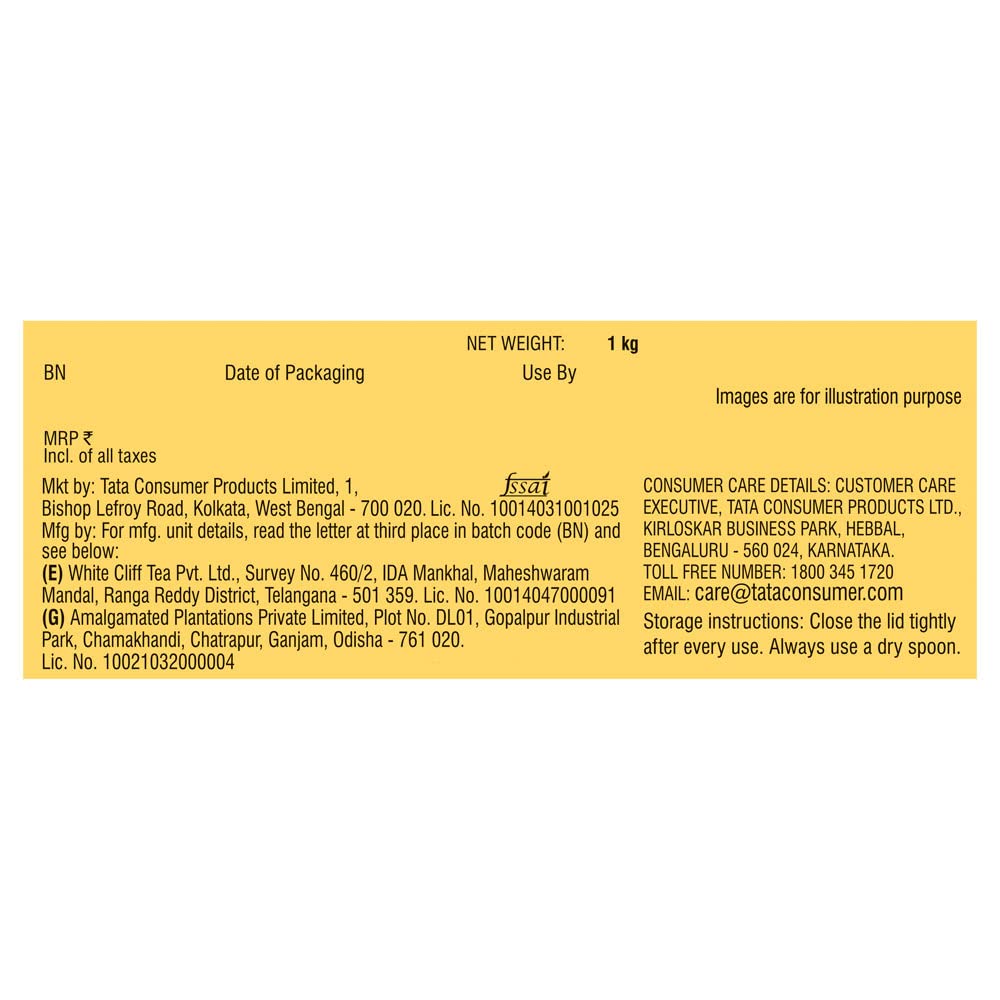 Tata Tea Gemini Black Tea, 1kg, Pet Jar, Powder