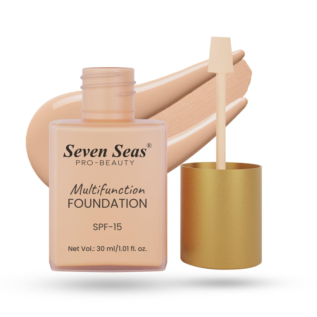 Seven Seas Multifunction Foundation, SPF-15, Oil Free, Buildable Coverage, Long Lasting, (Natural, 30ml)