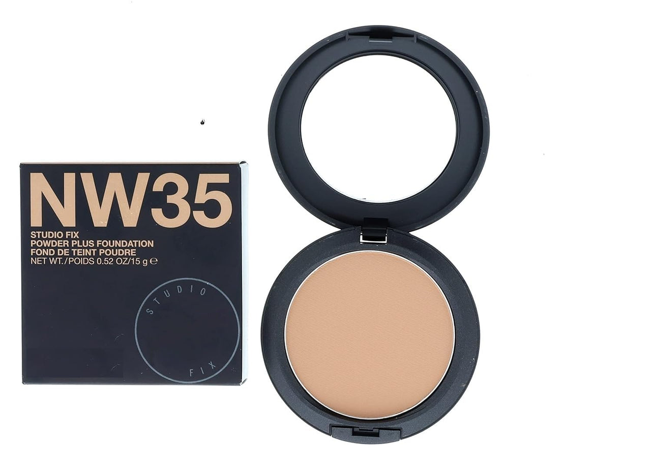 NEW MACC Studio Fix Professional Waterproof oil-free Longlasting Liquid 24-hour colour-true foundation Matte Finish For Women, Girls 15g - Shine-Free Compact Powder (All NC) (NC-35)