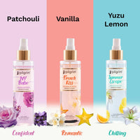 Pilgrim Set The Vibe Body Mist Collection (Vanilla, Patchouli, Lemon) | Body Mist for women long lasting | Body Spray for Women | Perfume Gift set for women | Designed in France | 150 ml