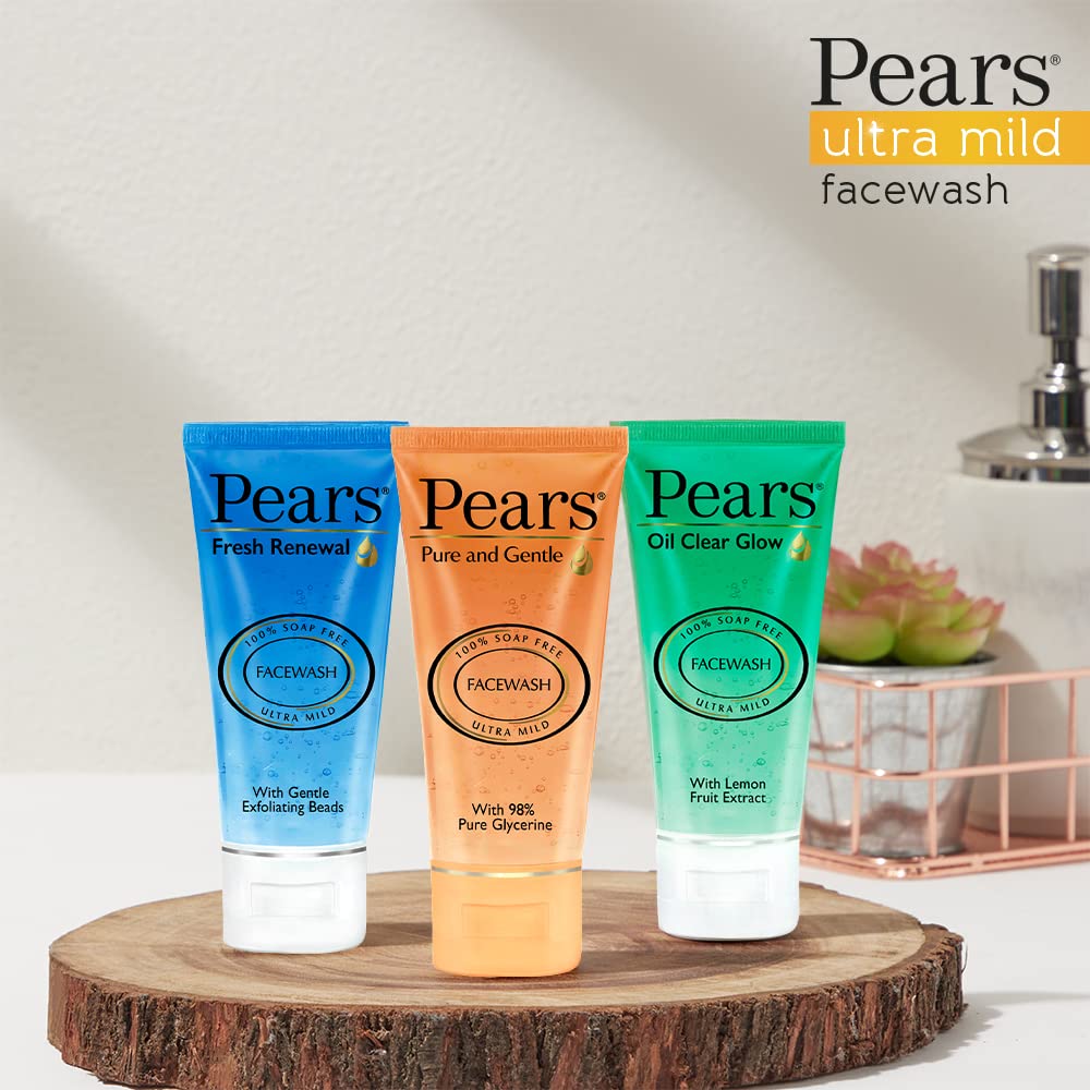Pears Pure and Gentle Daily Cleansing Facewash, Mild Cleanser With Glycerine, Balances Ph, 100% Soap Free, 60 g