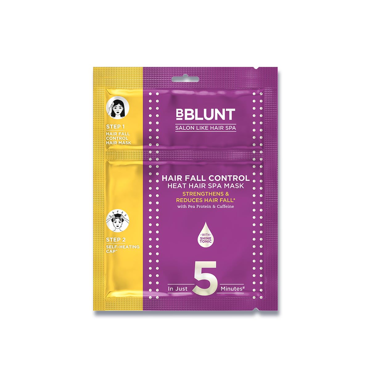 BBLUNT Hair Fall Control Heat Hair Spa Mask with Pea Protein & Caffeine for Salon-Like Hair Spa at Home - 70 g | Salon-Like Hair Spa in Just 5 Minutes* | Reduces Hair Fall & Strengthens Hair