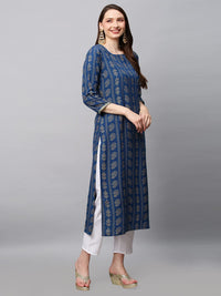 GoSriKi Women's  Cotton Blend Printed Straight Kurta