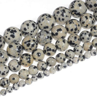 Natural Stone Beads 8mm Dalmatian Beads Gemstone Round Loose Beads Crystal Energy Stone Healing Power for Jewelry Making DIY,1 Strand 15