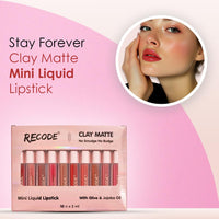 Recode Clay Matte Liquid Lipsticks 2 ML x 10|Long Lasting|Waterproof|Perfect for Gifting,Wedding & Special Occasions|Smudge-proof|Infused with olive & Jojoba Oil|Travel Pack of 10