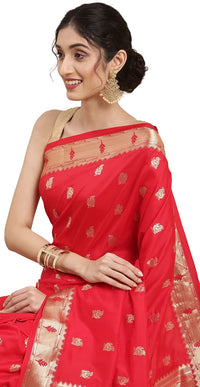 Pandadi Saree Women's  Paithani Silk Saree With Blouse Piece