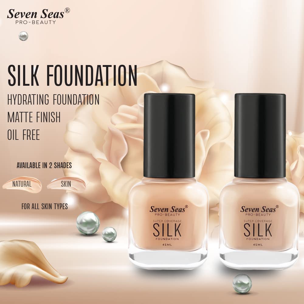 Seven Seas Super Coverage Silk Foundation Matte Finish & Poreless, Blendable Normal to Oily Skin Combination Smooth WIth Flawless Beauty (Skin)