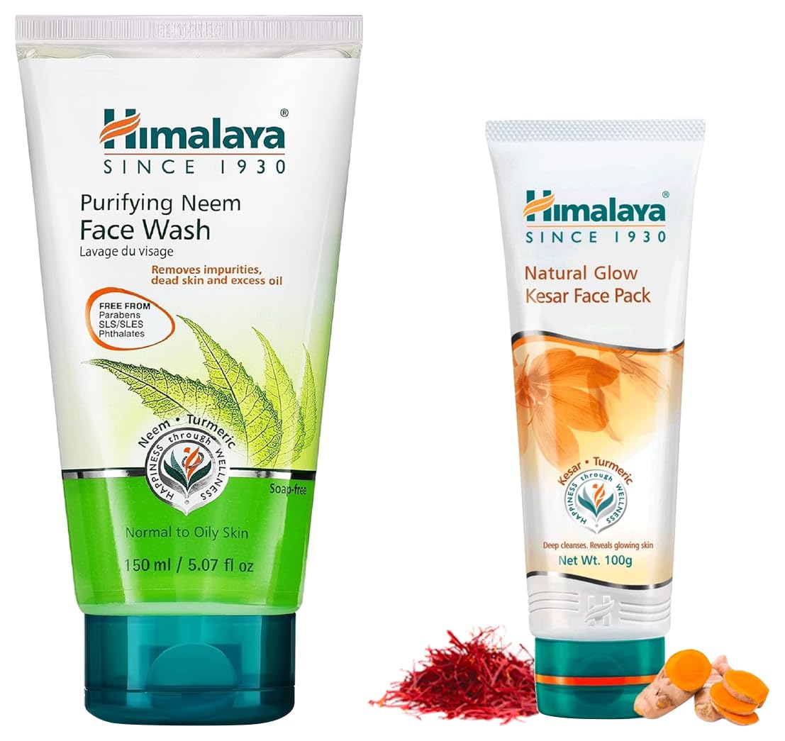 Himalaya Natural Glow Kesar Face Pack, 100g&Himalaya Herbals Purifying Neem Face Wash, 150ml