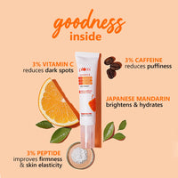 Plum 3% Vitamin C 3% Peptide & 3% Caffeine Eye Cream with Mandarin | Reduces Puffiness & Dark Circles | Improves Firmness & Elasticity| Reduces Fine Lines | Fragrance-Free | 100% Vegan