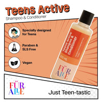 FurAlle Teens Active Shampoo & Conditioner | 2-in-1 Hair Care with Aloe Vera, Argan Oil, Biotin, Amla & Onion Extract | Repair, Strengthens & Healthy Hair for Boys & Girls| 200ml