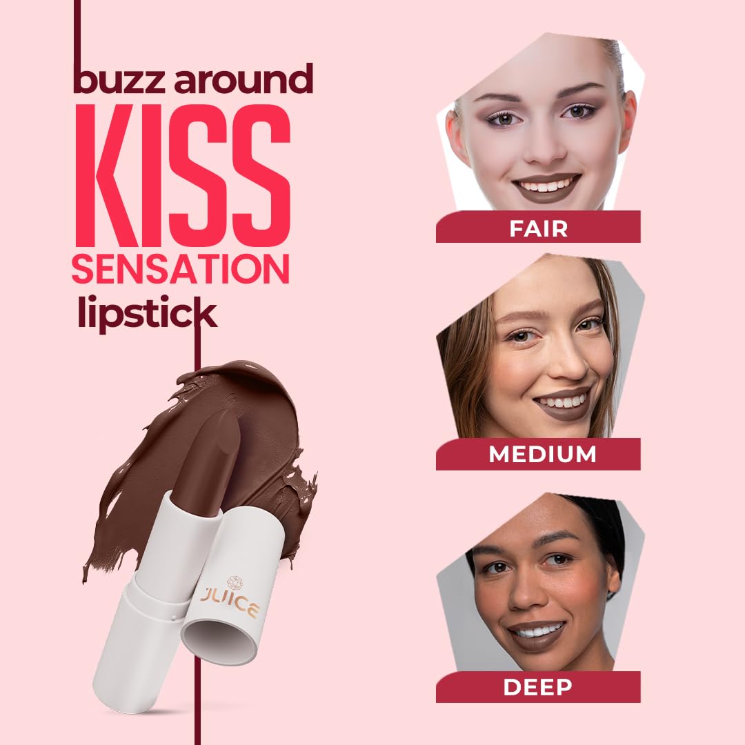 Juice Browned - M17 Kiss Sensation Lipstick & Plum Tart - M14 Color Luxe Liquid Lipstick with Goodness of Bio Retinol, & SPF 15 UV Protection