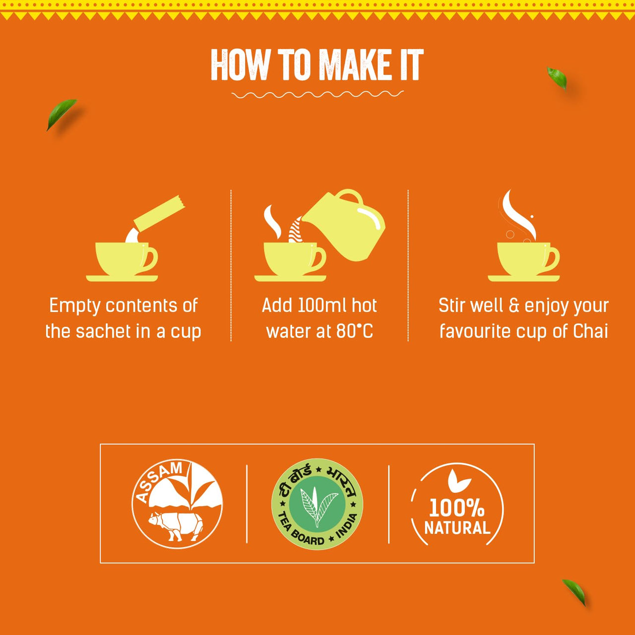 Chaayos Instant Tea Premix - Masala Chai Flavour - Regular Sugar (14 Grams * 36 Sachets) (Makes 504g) | Masala Tea Powder | Premix Tea | Masala Chai | Assam Tea | Desi Chai