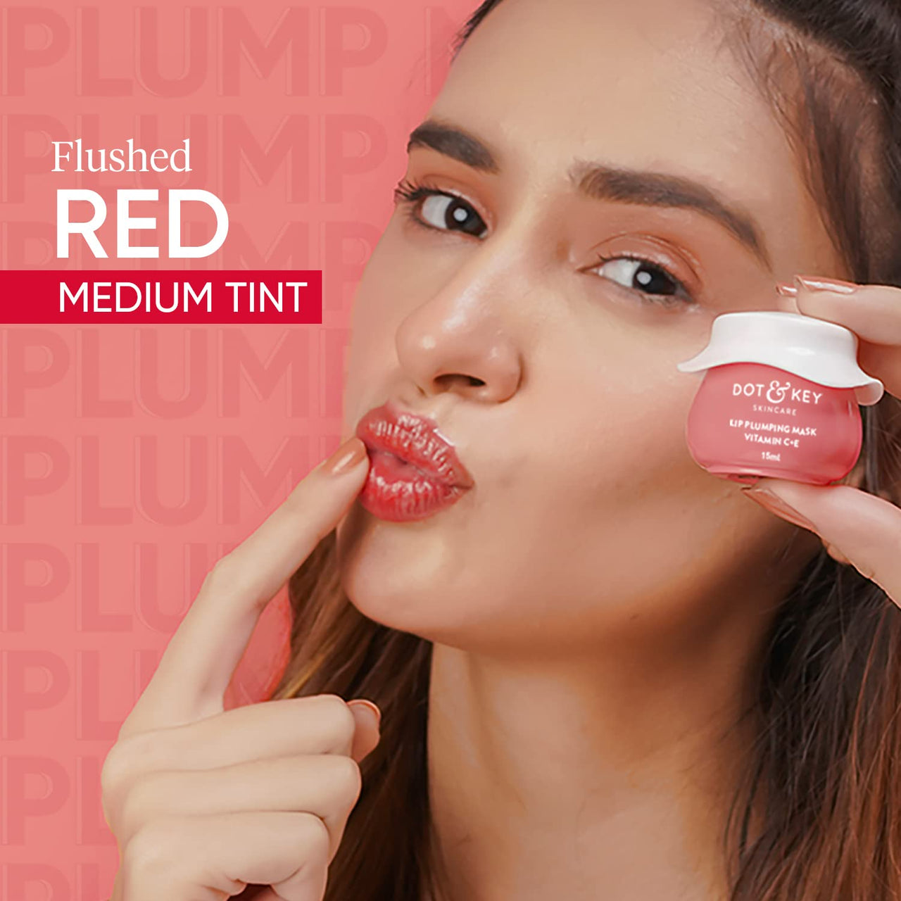DOT & KEY Lip Plumping Mask With Shea Butter&Vitamin C + E For Naturally Glowing Lips|Smoothes Flaky&Dry Lips|Lip Mask For Soft,Smooth&Plump Lips|(Lingonberry)|15Ml