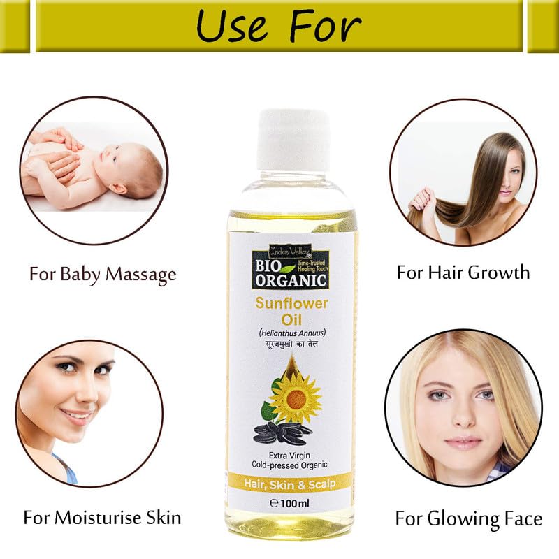 INDUS VALLEY 100% Natural Cold Pressed (Sunflower Carrier Oil (100ml))