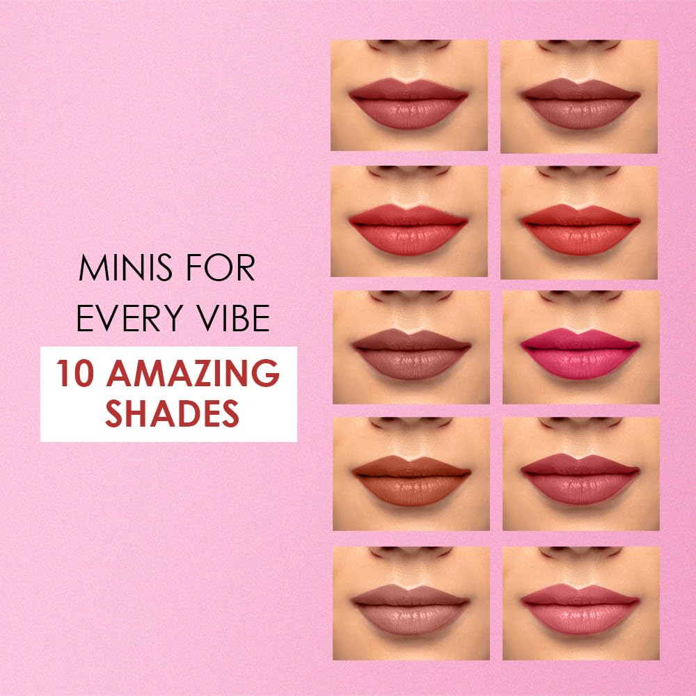 Recode Clay Matte Liquid Lipsticks 2 ML x 10|Long Lasting|Waterproof|Perfect for Gifting,Wedding & Special Occasions|Smudge-proof|Infused with olive & Jojoba Oil|Travel Pack of 10