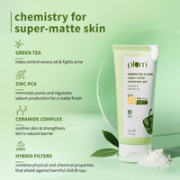 Plum Green Tea & Zinc Super-Matte Gel Sunscreen SPF 50 PA ++++ | Formulated for Oily, Combination and Acne Prone Skin | Protects & Controls Oil | Lightweight, No White Cast & Non-Sticky | Vegan | 50 g