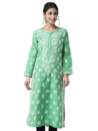 Ada Hand Embroidered New Lucknowi Chikankari Chanderi Kurta Kurti for Women A411175