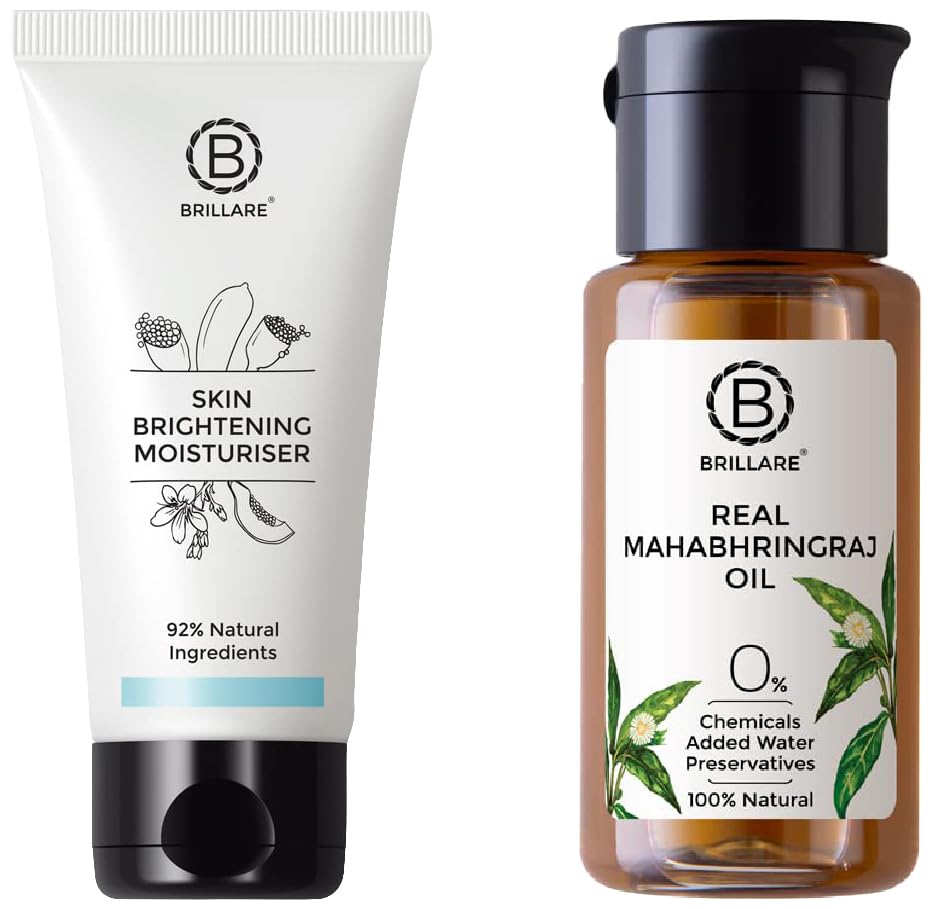 Brillare Professional Skin Brightening Natural Lotion Moisturiser With Lime Cavier and Papaya (50 ML) & Brillare Real Mahabhringraj Oil with 14 Traditional Herbs Combo