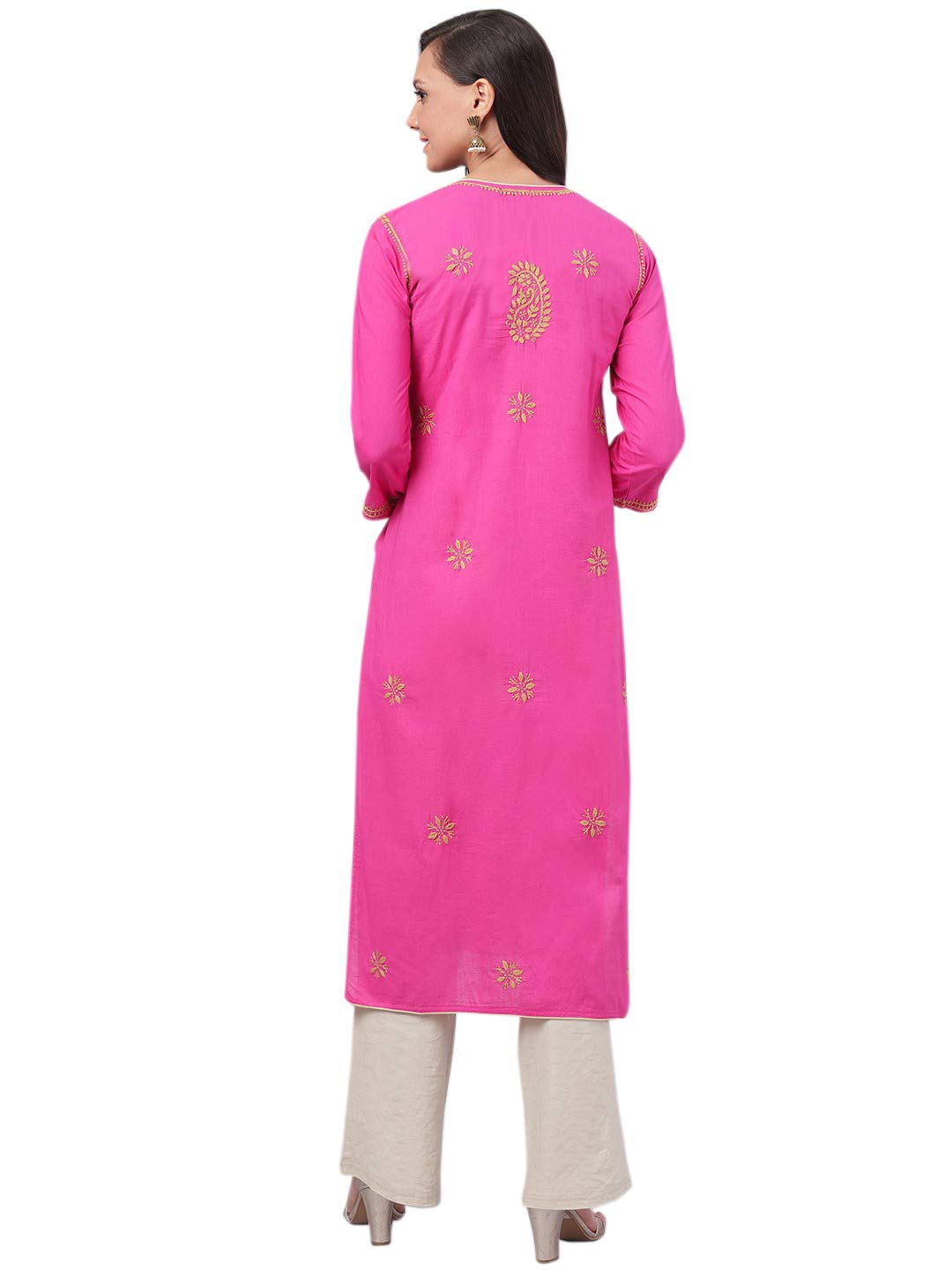 Ada Lucknowi Hand Embroidered Chikankari Straight Cotton Kurti Kurta for Women