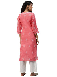 Ada Hand Embroidered Lucknowi Chikankari Cotton Kurta Kurti for Women A411165