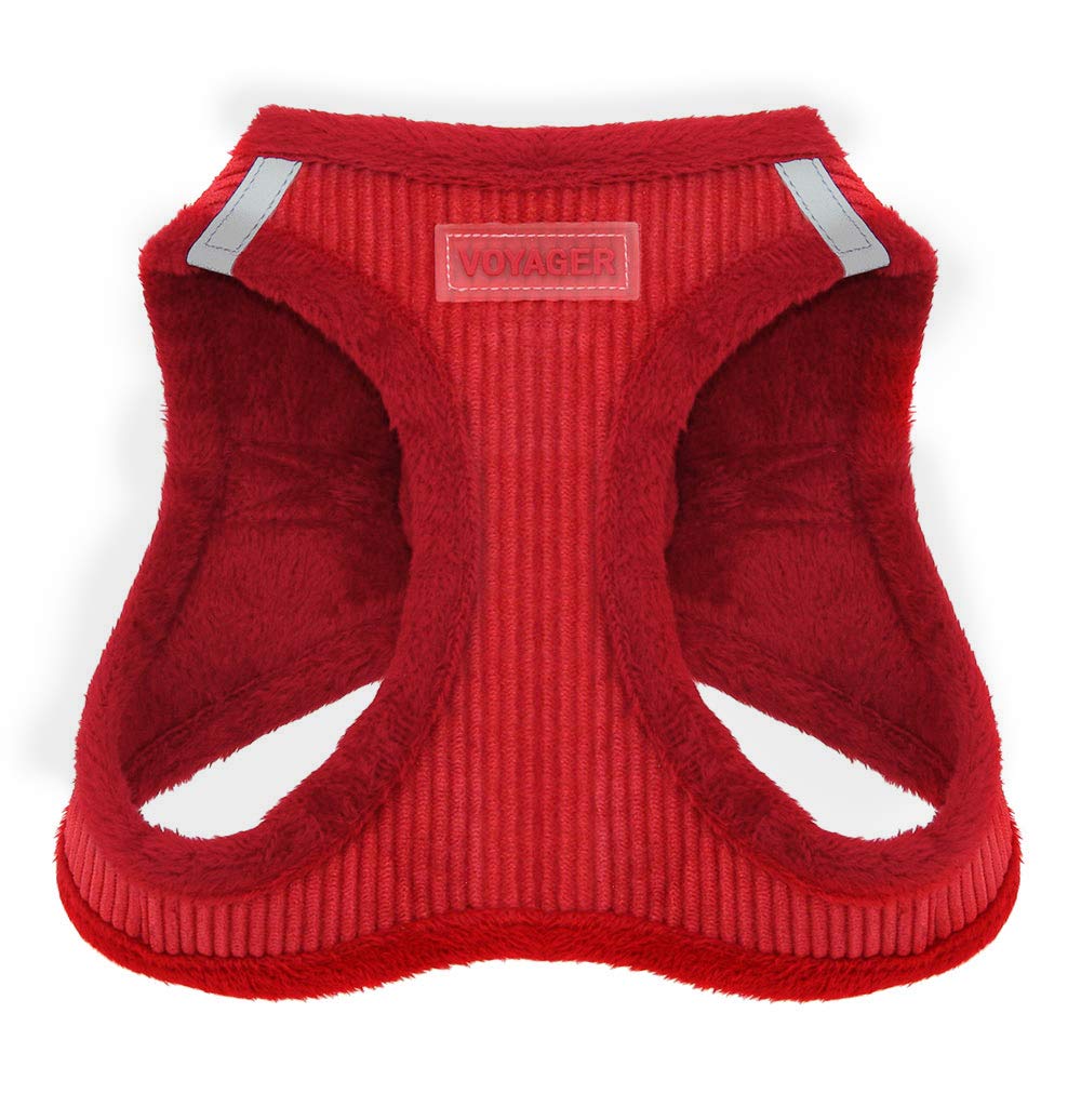 Voyager Step-In Plush Dog Harness – Soft Plush, Step In Vest Harness for Small and Medium Dogs by Best Pet Supplies - Harness (Red Corduroy), XS (Chest: 13 - 14.5") Harness (Red Corduroy) XS (Chest: 13 - 14.5")