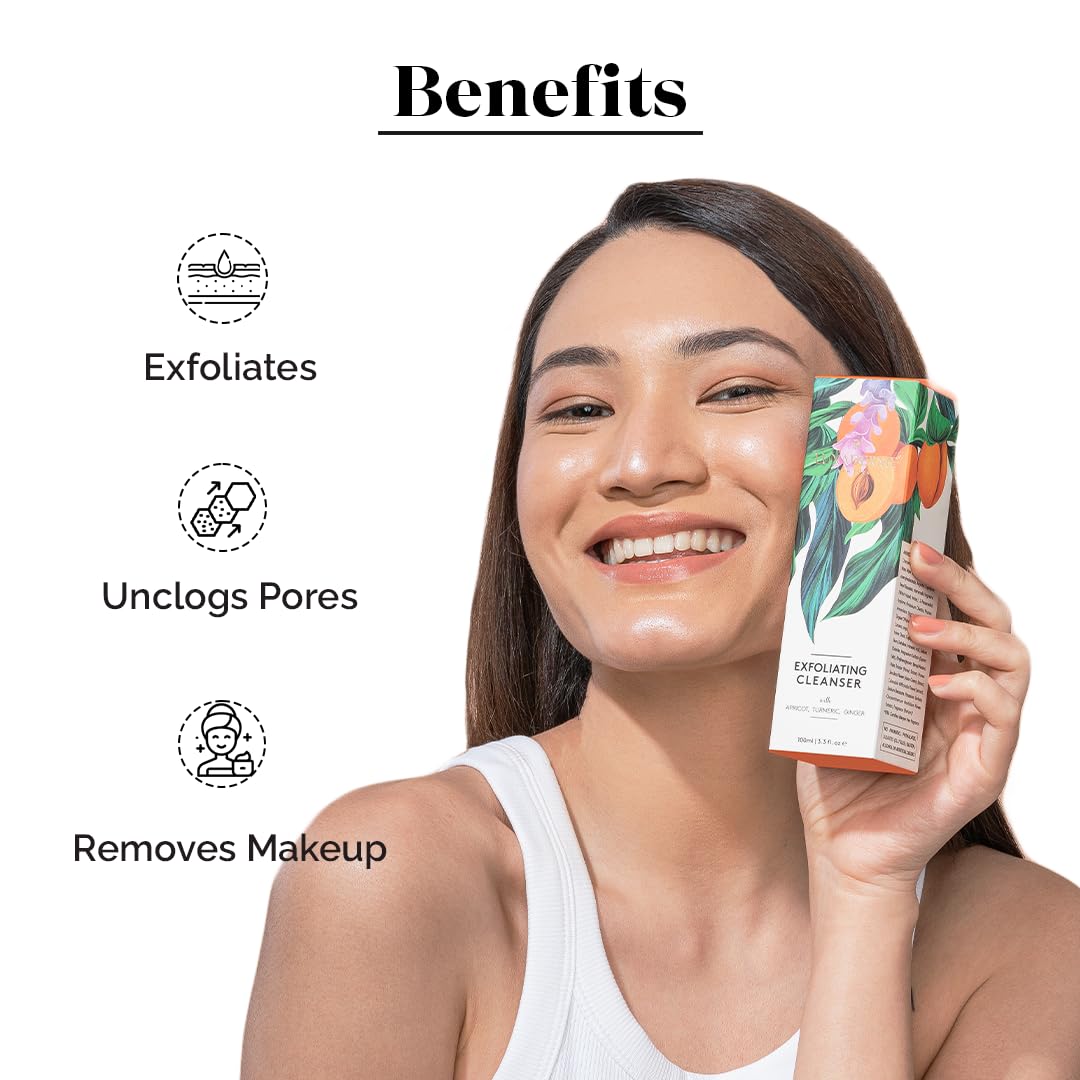 LuxaDerme Korean Exfoliating Face Wash | Deep Cleansing & Oil Control | Removes Excess Oil, Dirt & Makeup | Enriched with Apricot, Turmeric & Ginger | Face Cleanser for Glowing Skin,100ml(Pack of 1)