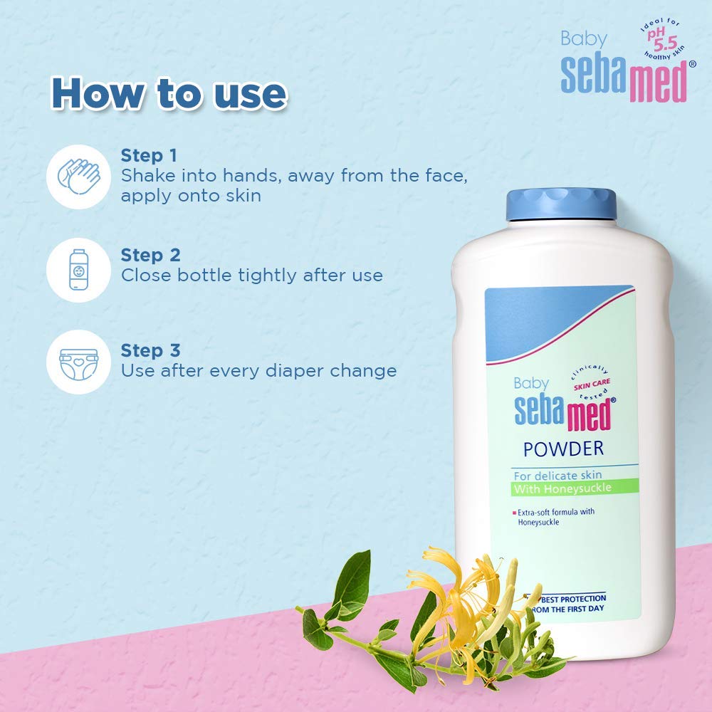 SebaMed Baby Body Lotion, For All Skin Types, 400 ml & Baby Powder with Honeysuckle 200g
