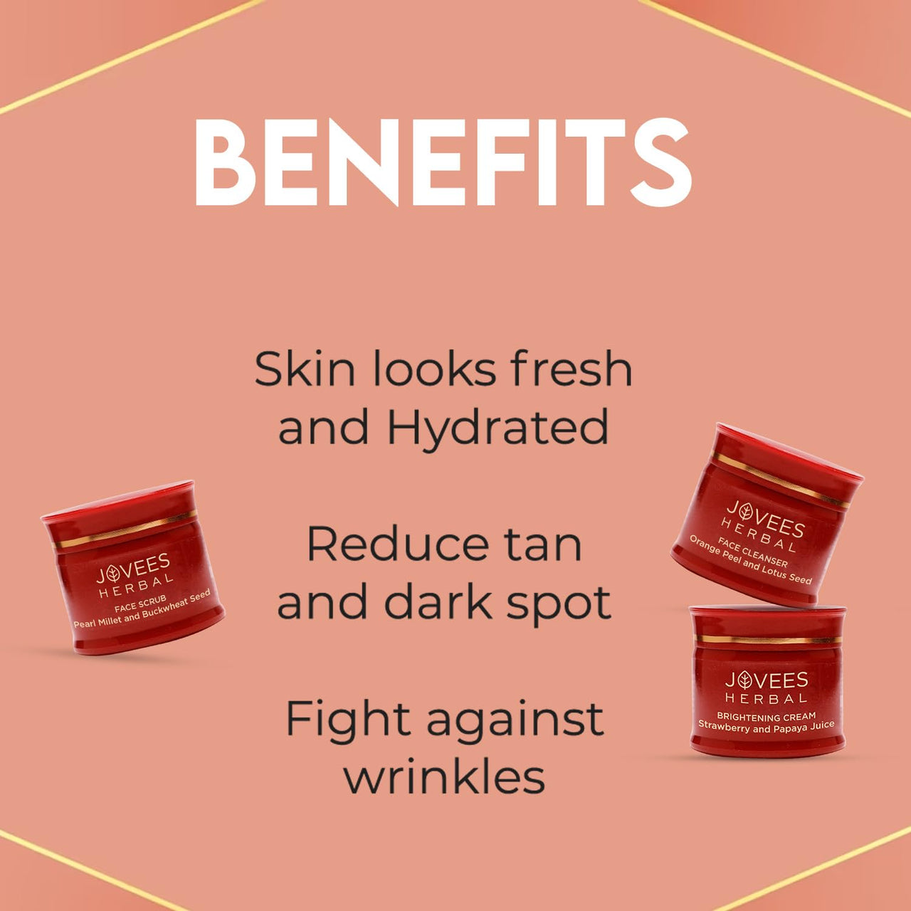 Jovees Herbal Bridal Brightening Facial Kit For Brighter & Radiant Glow With 5 Easy Steps | Kit for Reduced Pigmentation Improves Uneven Skin Tone, Dark Spots & Dullness- Multiple Use