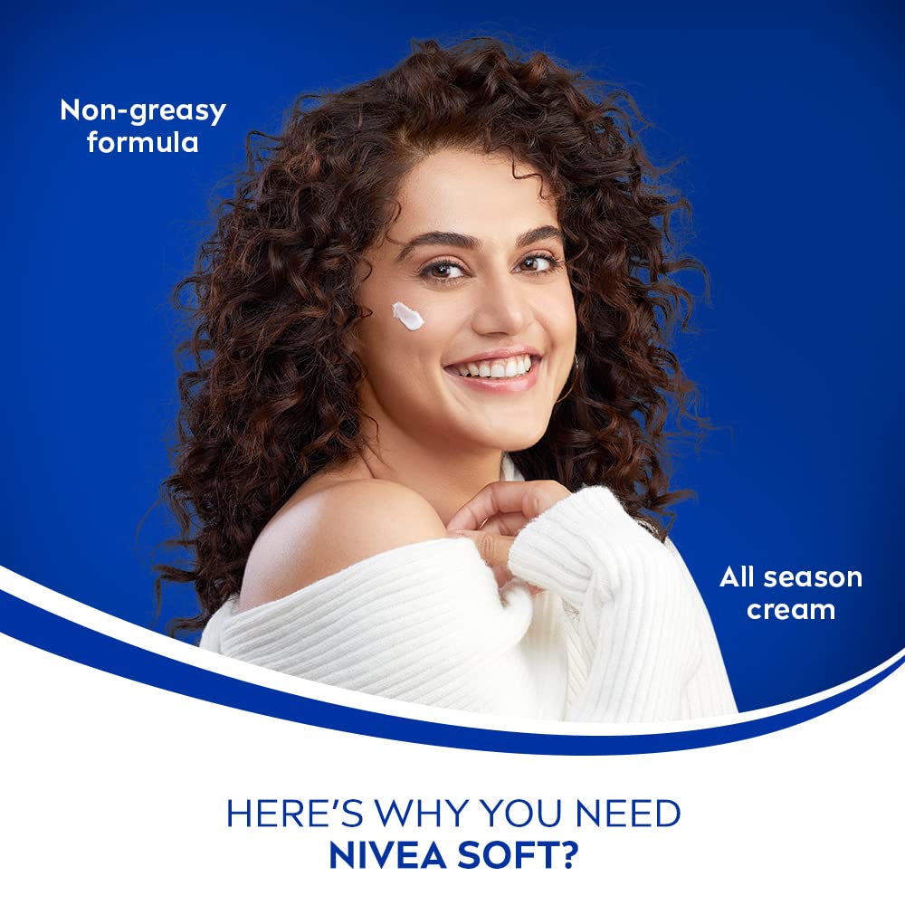 NIVEA Soft Light Moisturizer 100ml | Peppy Pomegranate | For Face, Hand & Body, Instant Hydration | Non-Greasy Cream | With Vitamin E & Jojoba Oil | All Skin Types