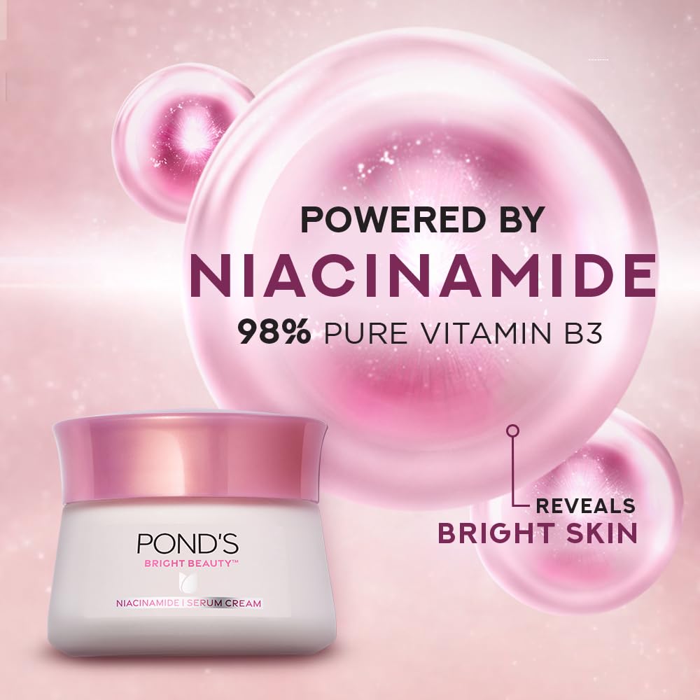 Pond's Bright Beauty Anti-Spot Serum Cream with Niacinamide and SPF 15 PA++, Fades Dark Spots and Reveals Bright Skin, 50g