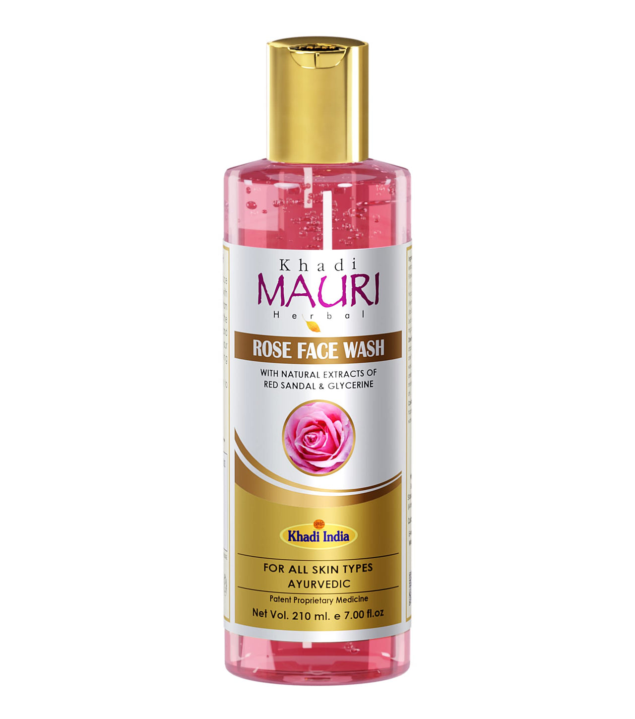 Khadi Mauri Herbal Rose Face Wash - Powerful Antioxidants to Repair Skin Damage, Gentle Cleanser to fight Acne & Spots - 210 ML