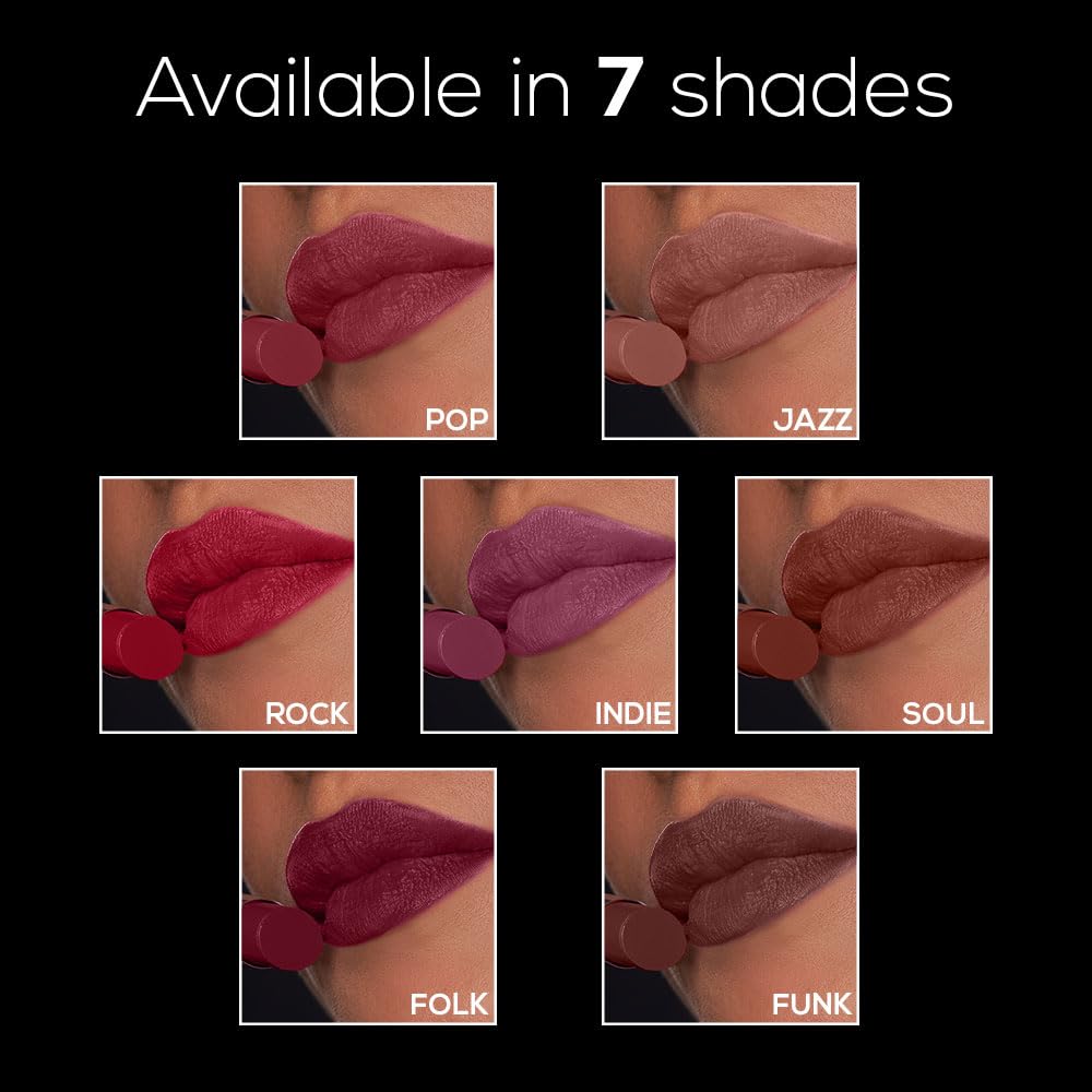 RENEE Matte Lock Lipstick - Rock, Moisturizing, Long Lasting & Weightless Formula, Intense Color Pay Off with Ultra-Matte Finish, Enriched with Avocado oil, Vitamin E, D & Beta-Carotene, 3.5 Gm
