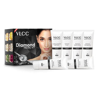 VLCC Diamond Facial Kit - 60g | Skin Purifying with Parlour Glow | Improves Skin Elasticity, Brightens and Helps Lighten Patchy, Damaged Skin | with Colloidal Diamond, Aloe Vera, Jojoba & Olive Oil