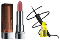 Maybelline New York Matte Lipstick, Intense Colour, 507 Almond Pink, 3.9g & Maybelline New York Eyeliner, Smudge-proof and waterproof, Long-lasting, Colossal Bold Liner, Black, 3g