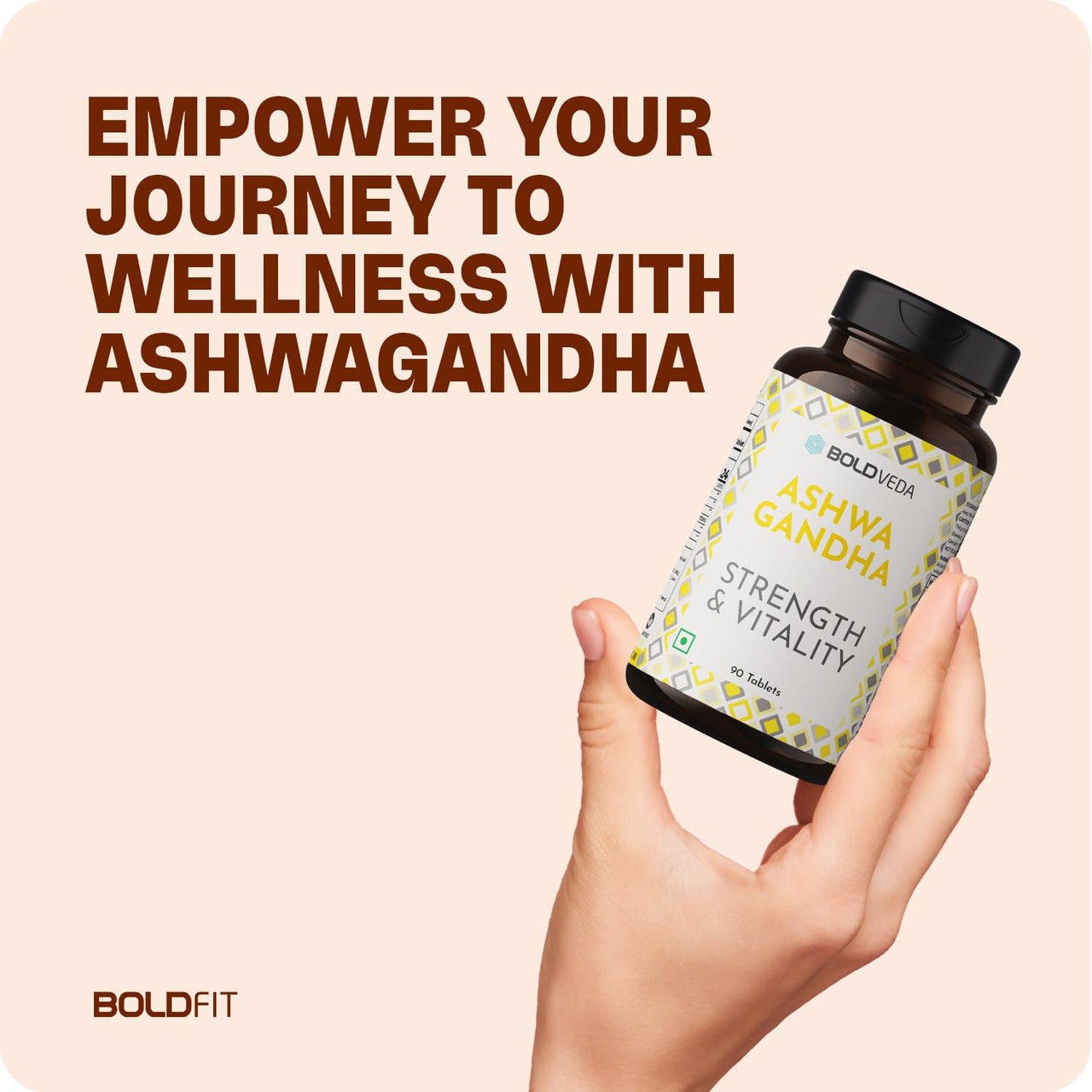 Boldveda Ashwagandha Tablets with Piperine Ashwagandha ksm66 Tablets Helps Release Stress Anxiety Support & Wellness Ashwagandha Powder Tablet for Mental Calmness Support Strength - 90 Tablets