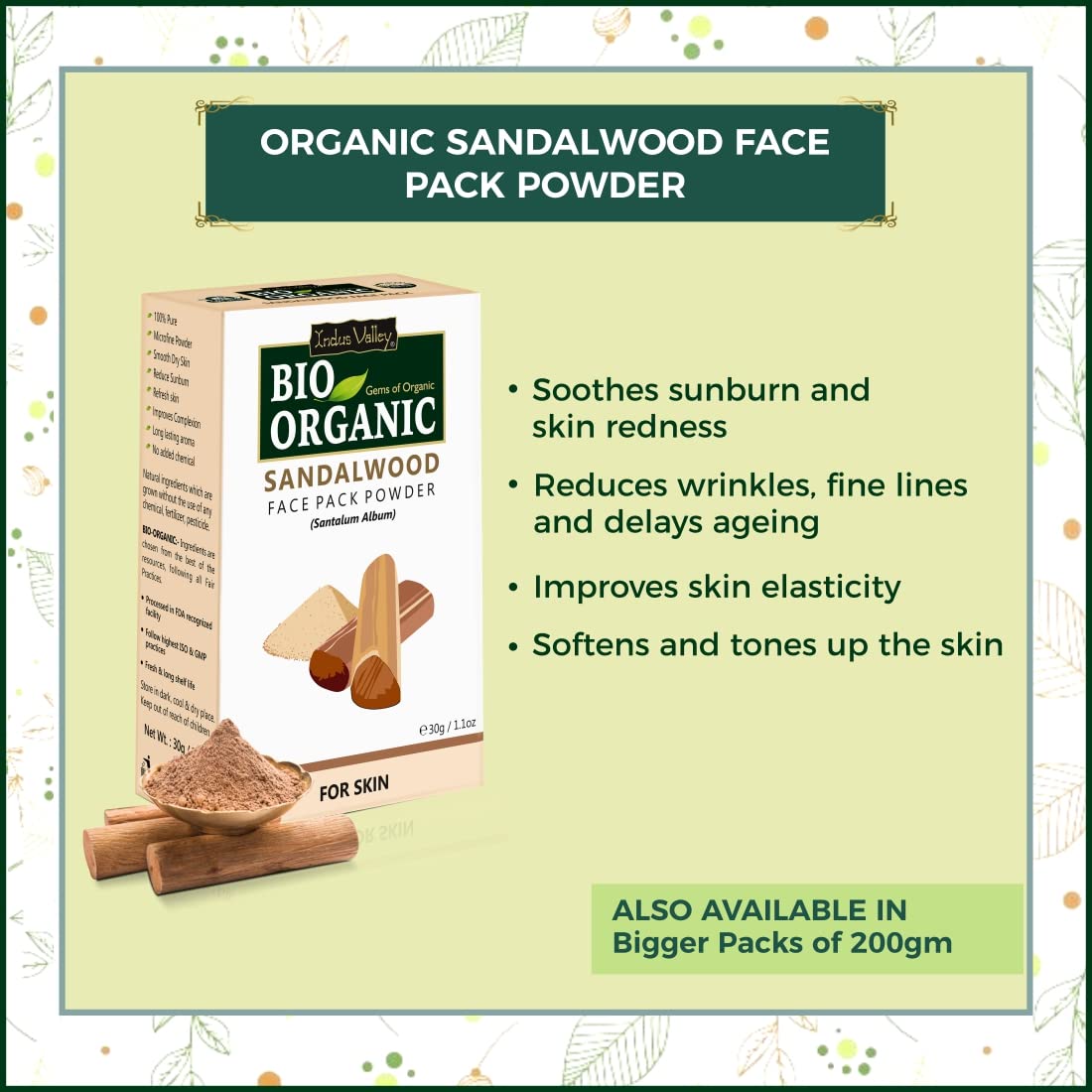 INDUS VALLEY Bio Organic Face Pack (Mulethi Powder, Sandalwood Face Pack, Orange Peel Powder and Multani Mitti Powder) Beauty Gift Set, (4 x 30 g)