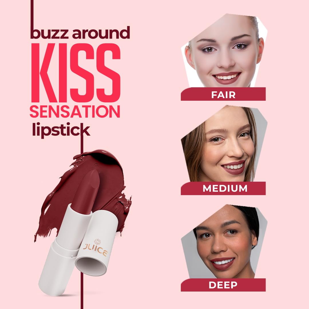 Juice Marooned - M05 Kiss Sensation Lipstick & Bare all Nude - M18 Color Luxe Liquid Lipstick with Goodness of Bio Retinol, & SPF 15 UV Protection
