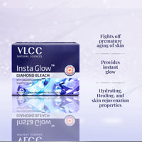 VLCC Insta Glow Diamond Bleach - 402g | With Diamond Powder For Sparkling Fairness | Skin Brightening Bleach | Minimizes Dark Spots, Reduces Facial Hair Visibility.