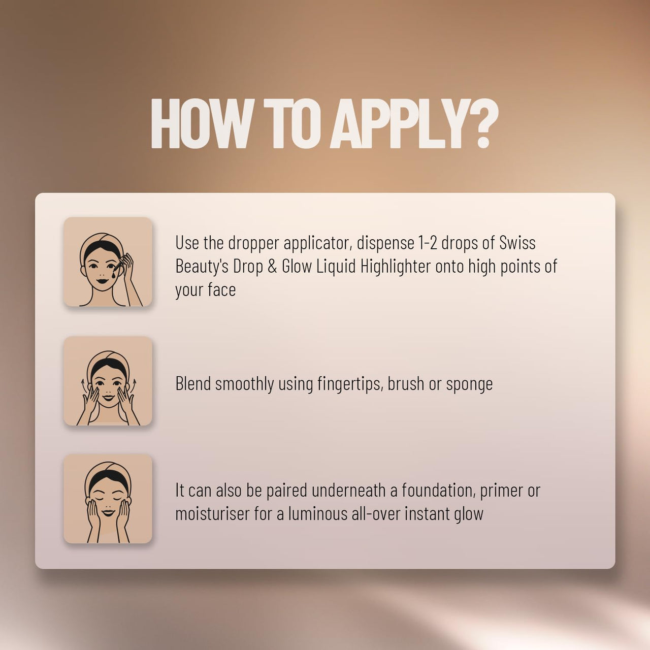 Swiss Beauty Drop & Glow Liquid Highlighter For Face Makeup | Illuminating Liquid Highlighter With Dewy Finish | Shade -Gold, 18ml