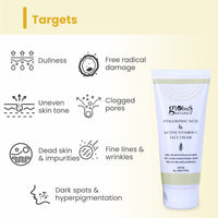 Globus Naturals Hyaluronic Acid & Vitamin C Anti Ageing Face Cream, Enriched with Rose & Glycerine, Skin Lightening & Brightening Formula, 100 ml, Pack Of 1